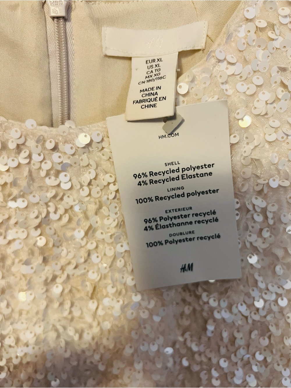 H&M Ivory Sequin Textured Shift Dress - Picture 2 of 3
